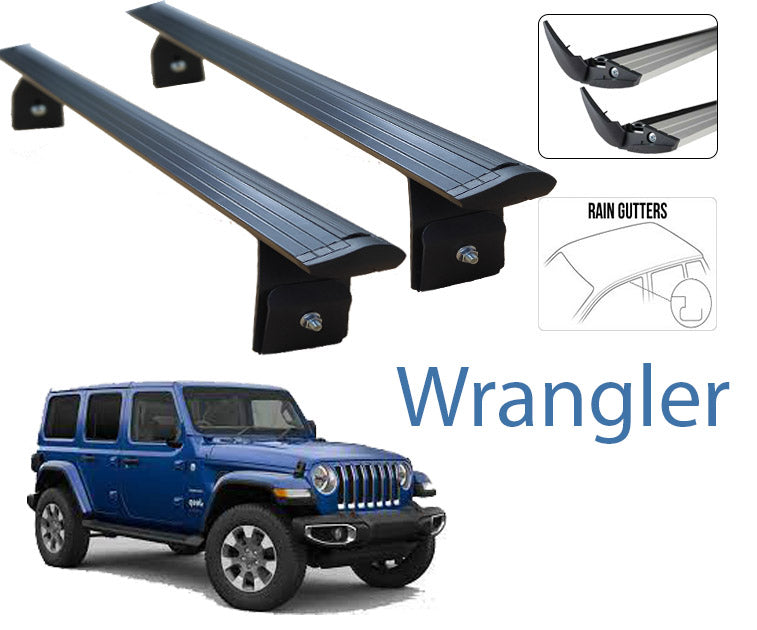 JEEP Wrangler JL SUV Hard Top Roof Rack Bars For Vehicles With Rain Gutters Black Color 2018- Up JEEP Wrangler JL SUV Hard Top Roof Rack Bars For Vehicles With Rain Gutters Black Color 2018- Up